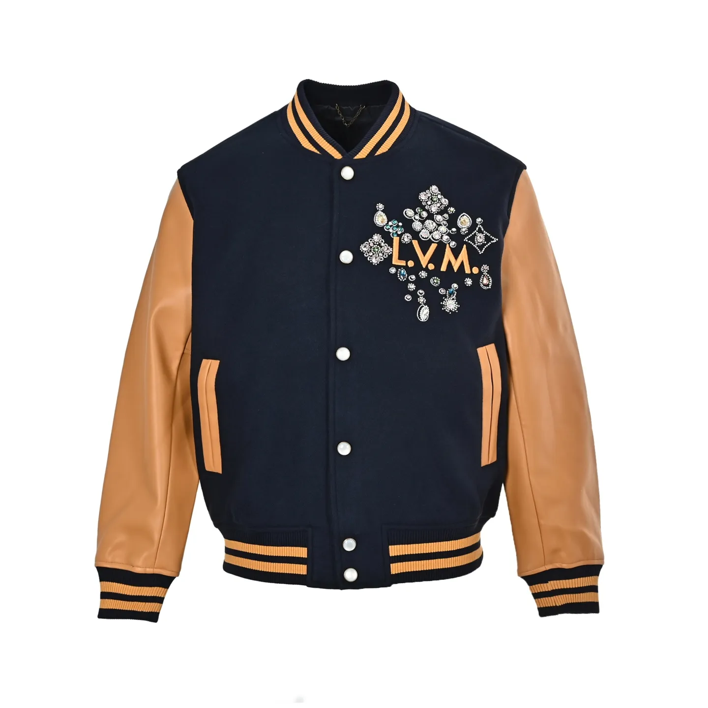 Louis Vuitton/Louis Vuitton colored diamond logo embroidered letters baseball jacket